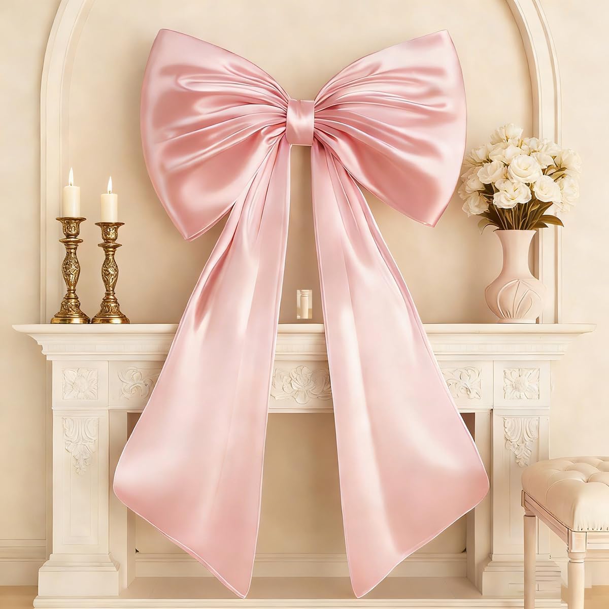 Skiennix Large Pink Bow Decor - 3D Look with Hidden Lining | Perfect for Bedroom Wall & Party Decor (1 PCS)