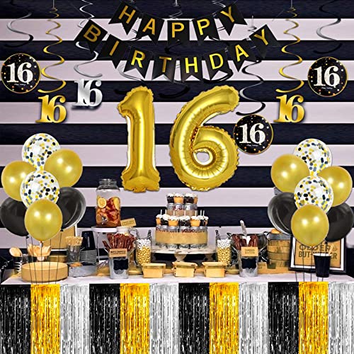 Gold Silver Black Metallic Foil Fringe Tinsel Table Skirts 4 Pack 29x108 Inch Party Decor