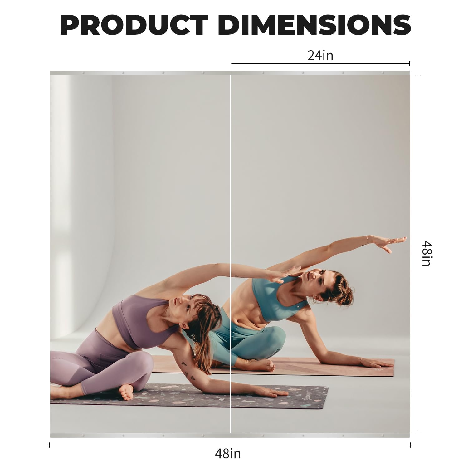 VASUHOME Home Gym Mirror - 2PCS 48'' x 24'' Large Full Body Mirror for Wall, Tempered Glass Mirror for Yoga Room, Gym, Garage, Dance Studio