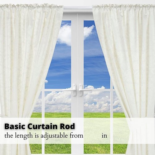 Blu-Pier Tech Heavy Duty Curtain Rod - Adjustable 28 to 48-Inch Width | Includes Hardware, White (Pack of 2)