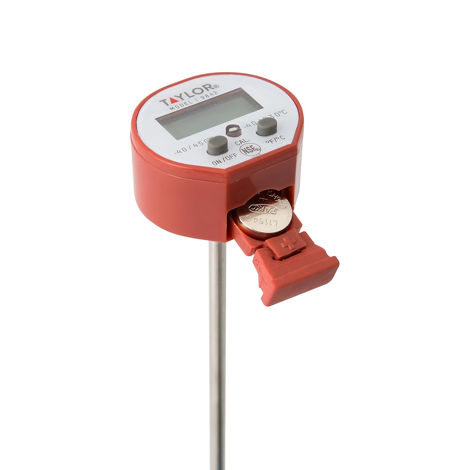 Taylor Waterproof Digital Instant Read Thermometer - Perfect for Cooking, BBQ & Grilling | Red with Pocket Sleeve Clip
