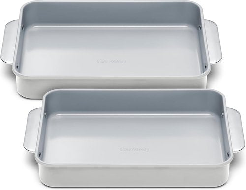 Caraway Non-Stick Ceramic Rectangle Pan Duo - 9”x13” - Naturally Slick, Non-Toxic & PTFE Free - Ideal for Brownies & Lasagnas - Gray