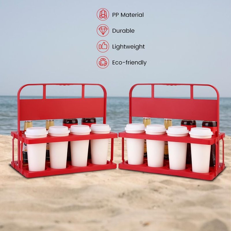 musbus Reusable Drink Carrier with Handle for Delivery Drivers, Portable Cup/Coffee Holder Accessories for Delivery, Foldable Drinks Caddy with Tray, Car Durable Plastic Festive Bottle, Vacation