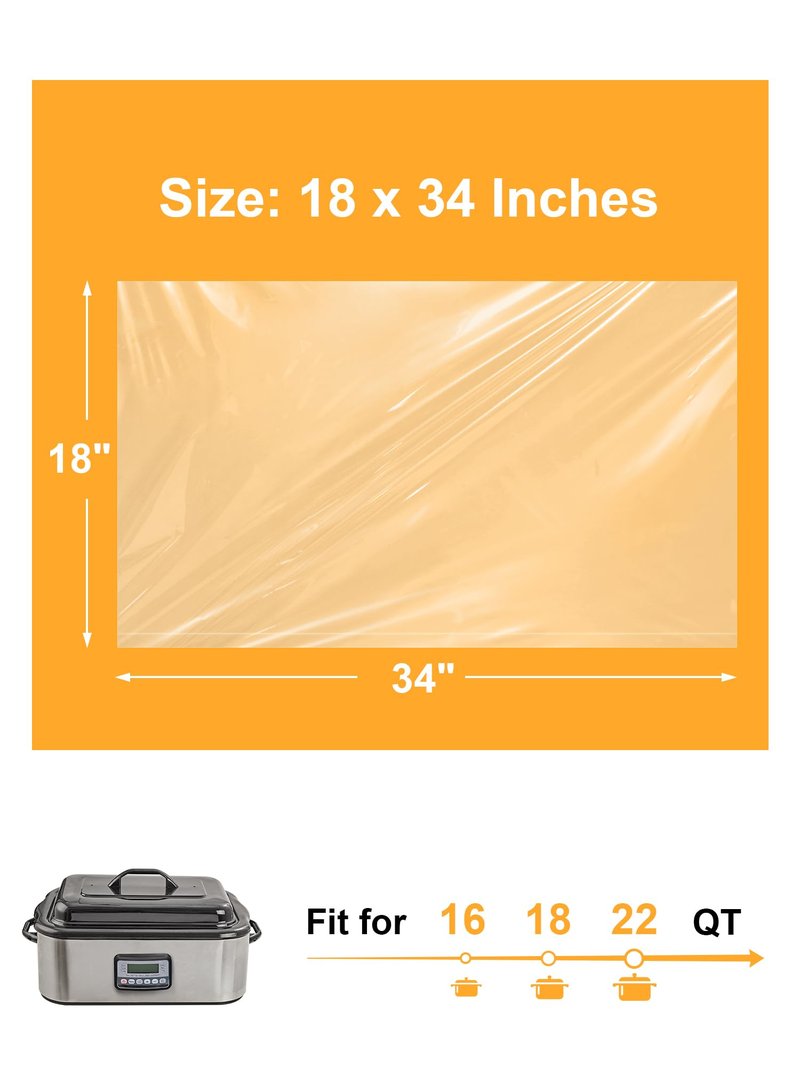 SMARTAKE Electric Roaster Liners, 15 Count Disposable Roaster Liners, Fits 16, 18, 22 Quart Roasters, Roaster Pan Oven Liners Plastic Cooking Bags for Instant Cleanup, 18 x 34 Inch