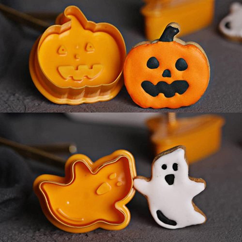 Minelife 12 Pieces Halloween 3D Cookie Cutters Set Plunger Cookie Stamps, Fondant Cookie Stampers Christmas Cookie Cutters for DIY Cake Baking Decoration Supplies Favors