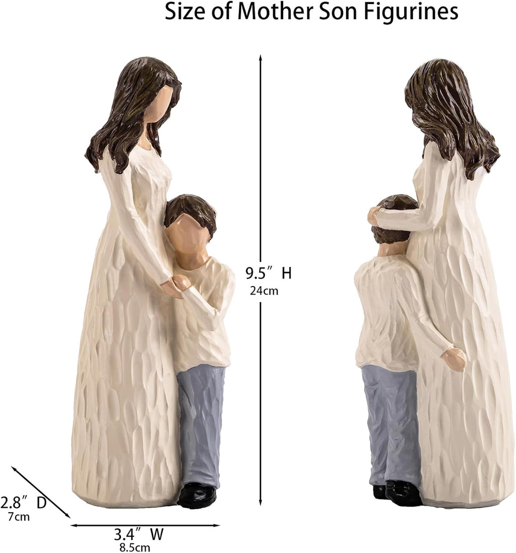 Regine Switzerland Mother and Son Figurines - Hand-Painted Family Sculpture Gift | 9.5" H for Birthdays, Christmas, Mother's Day