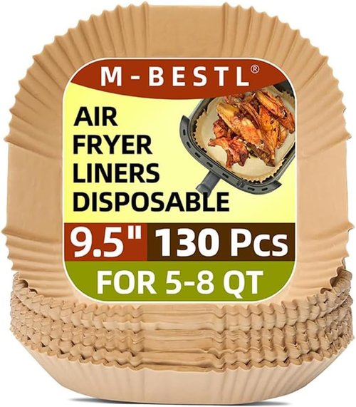 Air Fryer Liners | 130 Pcs Non-Stick 9.5 Inch Disposable Parchment Paper for 5-8 Qt Fryers