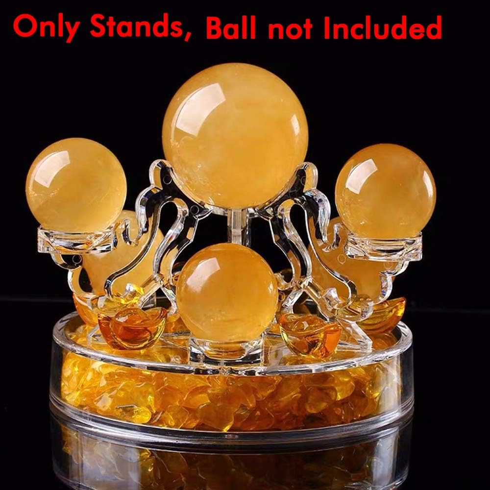 Skiennix Acrylic Crystal Ball Display Stand - Transparent Glass Sphere Holder for 7 Balls