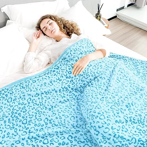 Blue Leopard Print Queen Throw Blanket 90x90 in by ZHIKU