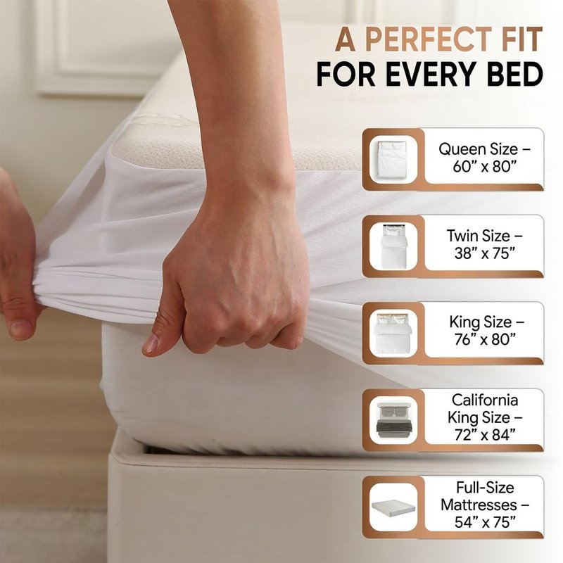 Deluxe Waterproof Organic Mattress Protector Queen Size - OCS Certified Organic Cotton, Breathable Mattress Pad Cover - Premium 280 GSM Comfort - Jersey Cotton Skirt - Deep Pocket Fitted Style