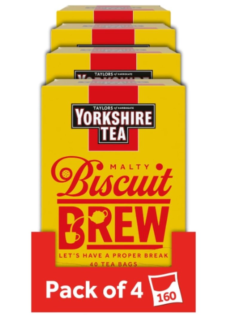 Yorkshire Tea Biscuit Brew Tea Bags, Pack of 4 (total of 160 tea bags)