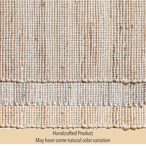 Handwoven Jute and Cotton Table Runner – 13x108 Inch Boho Farmhouse Decor