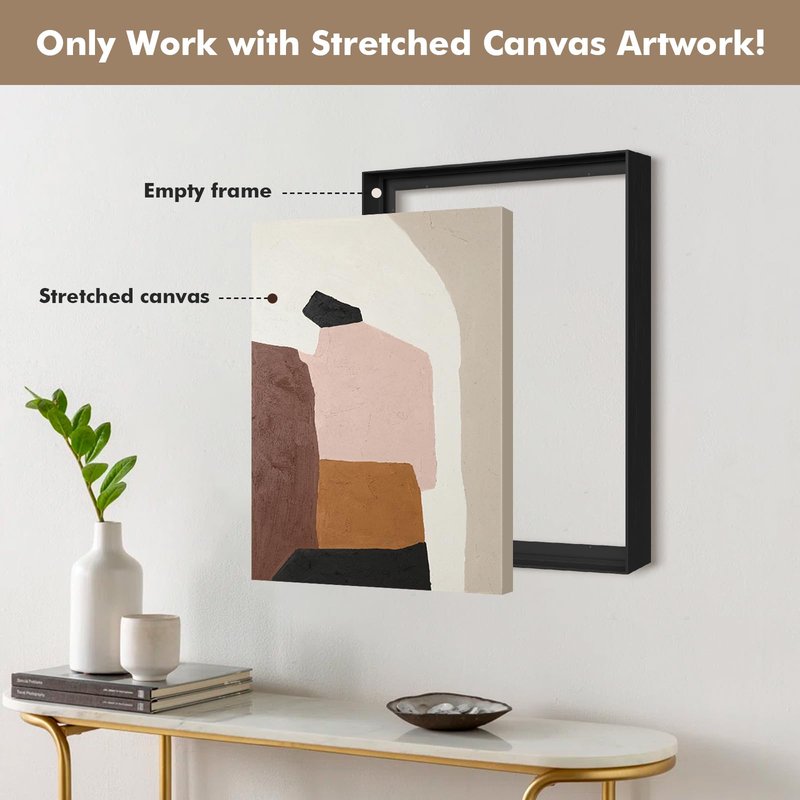 FOLKOR 1.5” Deep Frame for 12x36 Canvas Paintings, DIY Metal Floating Frame for Artists Designers Landscape Portrait Artwork, Modern Home Office Wall Decor (Black)