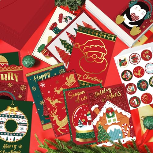 240 Sets Christmas Cards Bulk with Envelopes and Stickers Holiday