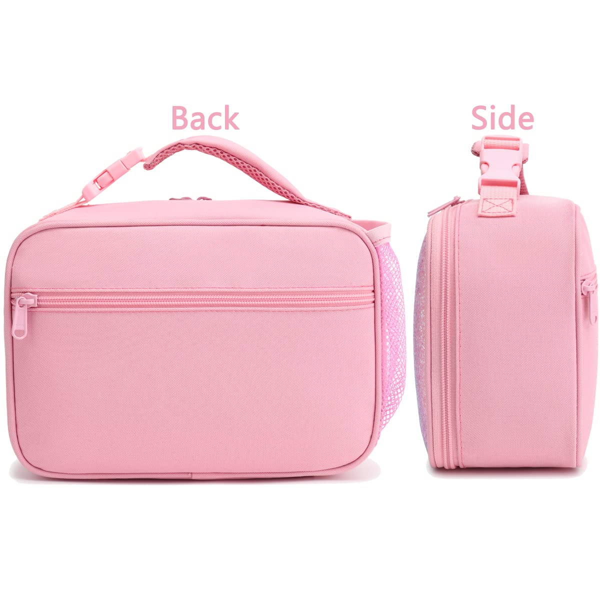 FlowFly Kids Lunch box Insulated Soft Bag Mini Cooler Back to School Thermal Meal Tote Kit for Girls, Boys, Glitter-RainBow