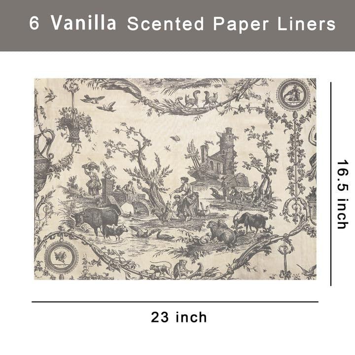 Vanilla Scented Drawer Liners - 6 Non-Adhesive Sheets for Closet & Dresser