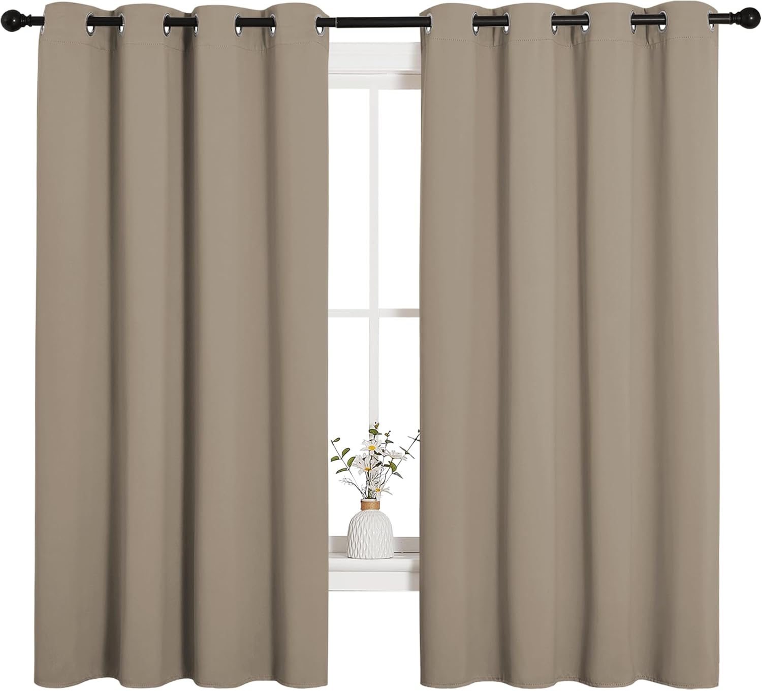 NICETOWN Blackout Curtain Panels - Thermal Insulated Draperies in Taupe | 55 x 68 Inches (1 Pair)