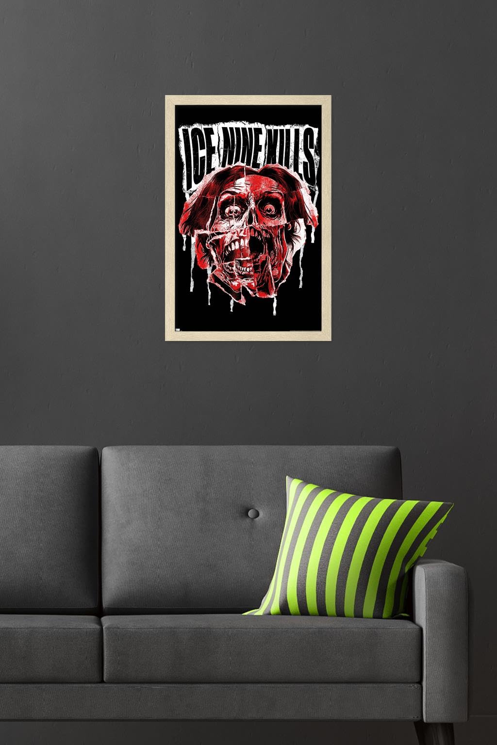 Ice Nine Kills - Scream Face Wall Poster, 22.4L" x 14.7W", Blonde Framed Version