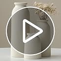 Ceramic Vase Set of 3 - Distressed Beige Vases for Pampas Grass & Decor