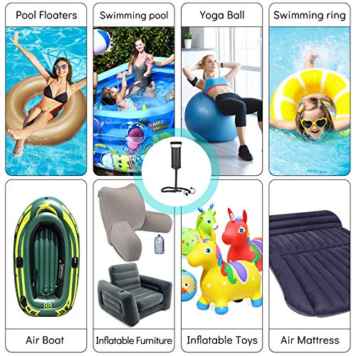 Portable Double Action Manual Air Pump with 3 Nozzles for Inflatables