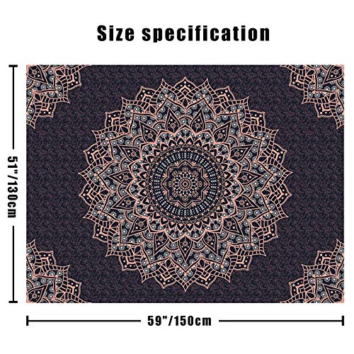 Black Mandala Tapestry Wall Hanging - Boho Psychedelic Room Decor