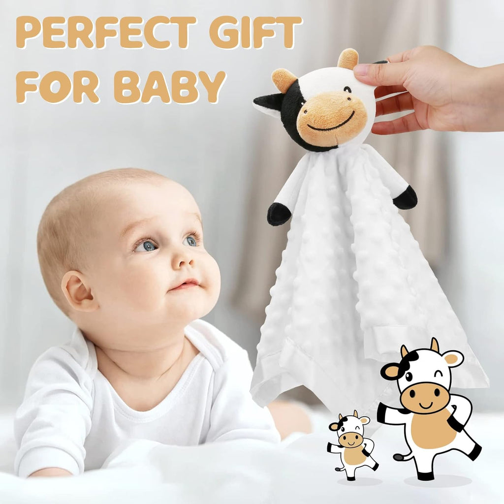 Pro Goleem Cow Security Blanket - Soft Lovey for Newborns | 16-Inch Baby Snuggle Toy