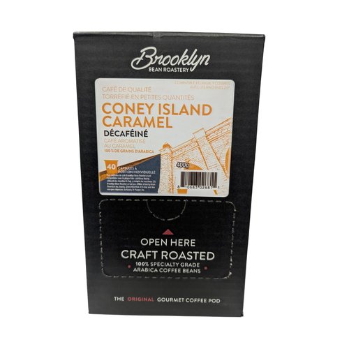Brooklyn Beans Coffee Pods - Coney Island Caramel Decaf | 40 Count for Keurig K Cup Brewers