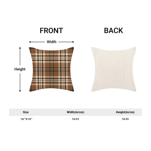 Jecuwo Fall Pillow Covers 18x18 Inch Set of 2, Autumn Thanksgiving Harvest Outdoor Decorative Throw Pillowcase Brown Plaids Cushion Cover for Sofa Couch Farmhouse Living Room Bed Decor