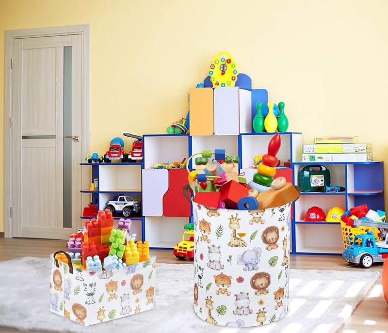 Kids Laundry Hamper and Cute Animal Toy Storage Basket