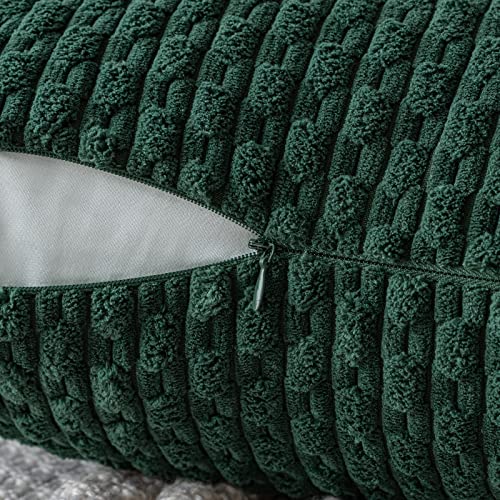 MIULEE Christmas Decorative Throw Pillow Covers 20x20 Dark Green Set of 2, Army Green Textured Cotton Polyester