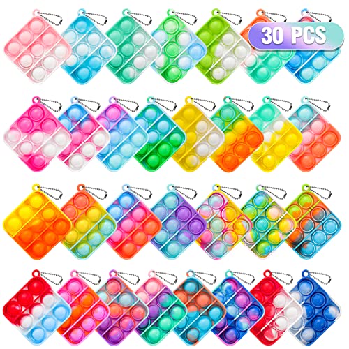 Mini Pop Fidget Keychain Party Favors 30 Pack Sensory Toys for Kids