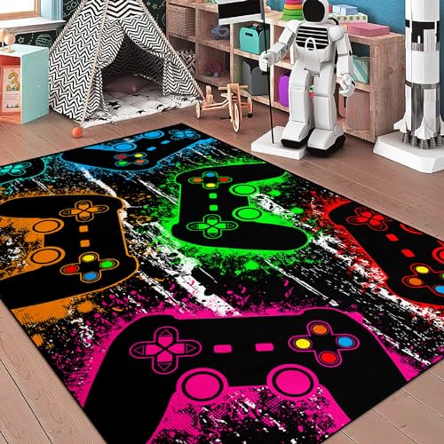 Gaming Area Rug for Bedroom, 2'x3' Soft Polyester Floor Carpet for Gamers