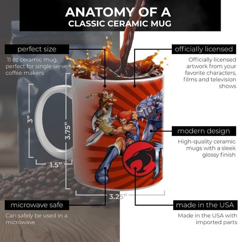 Trend Setters ThunderCats – Classic 80s Cartoon Collectible – Lion-O, Panthro, Cheetara – One 11 oz Ceramic Coffee Mug – Officially Licensed Merchandise – Perfect for Gifting or Collecting WMUG1729