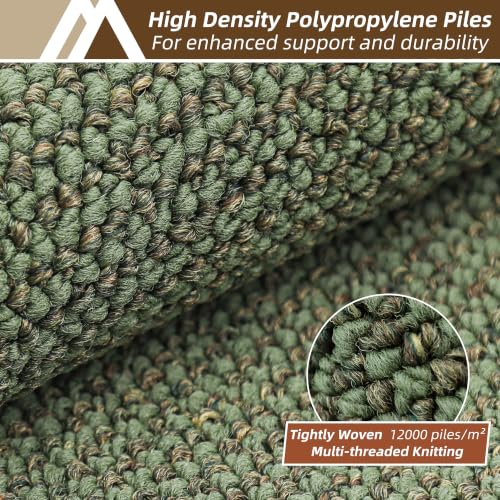 Half Moon Kitchen Rug Set, 2-Piece Non-Slip Washable Sink Mat, Green