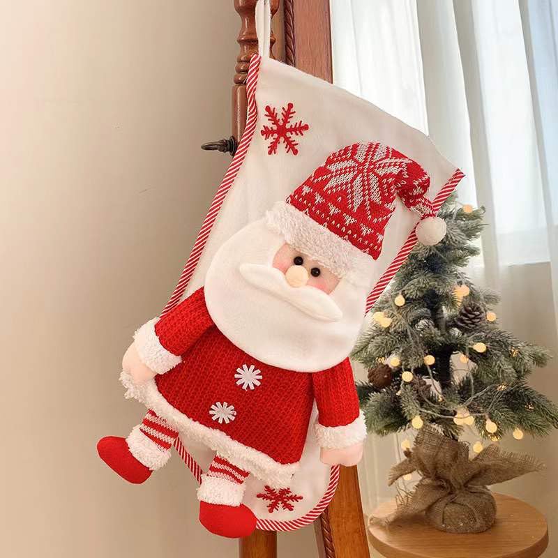 NISEVAN Santa Claus Large Christmas Stocking 18 Inch Knitted Holiday Decor