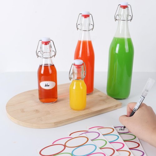EkkoVla 8 Pack 16 oz Swing Top Glass Bottles, Flip Top Brewing Bottles with Airtight Rubber Seal Flip Caps for Kombucha, Beverages, Oil, Beer, Kefir, Vinegar, Wine