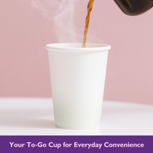 PACKINNO 12 oz White Paper Coffee Cups, Disposable Hot Cups for Coffee, Tea, Cocoa, Beverages, 300 Pack