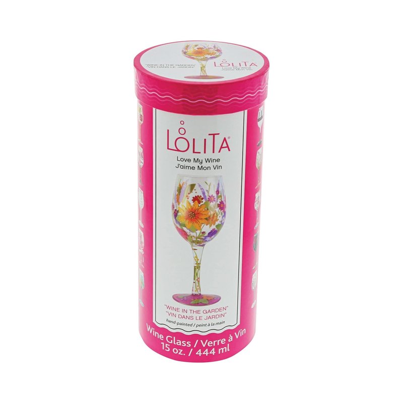 Enesco 6006284 Designs by Lolita Garden' Hand-Painted Artisan Wine Glass, 15 Ounce, Multicolor