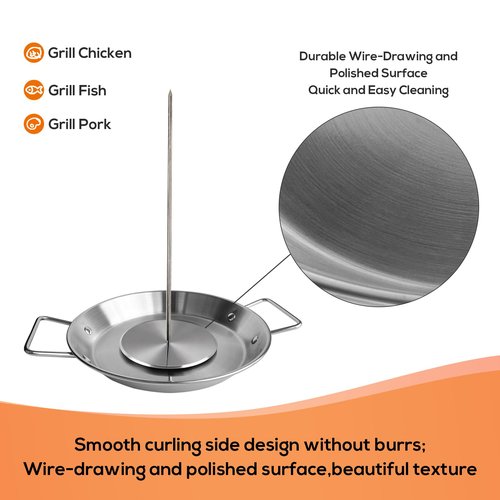 Fengzhe Al Pastor Skewer for Grill：Stainless Steel Vertical Stand, Brazilian Spit Stand with removable 3 Spikes, 2 Brushes, Anti-scalding Fittings, Fat Separator Tray, for Tacos Al Pastor, BBQ
