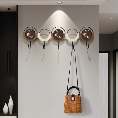 HEBOIX Modern Coat Rack with Shelf Wall Mount,Key Holder Wall Mount,Metal Wall Art Hanging Coat Hanger Shelf for Living Room Entryway,Bathroom,Mudroom Decor 23''L X 7''W