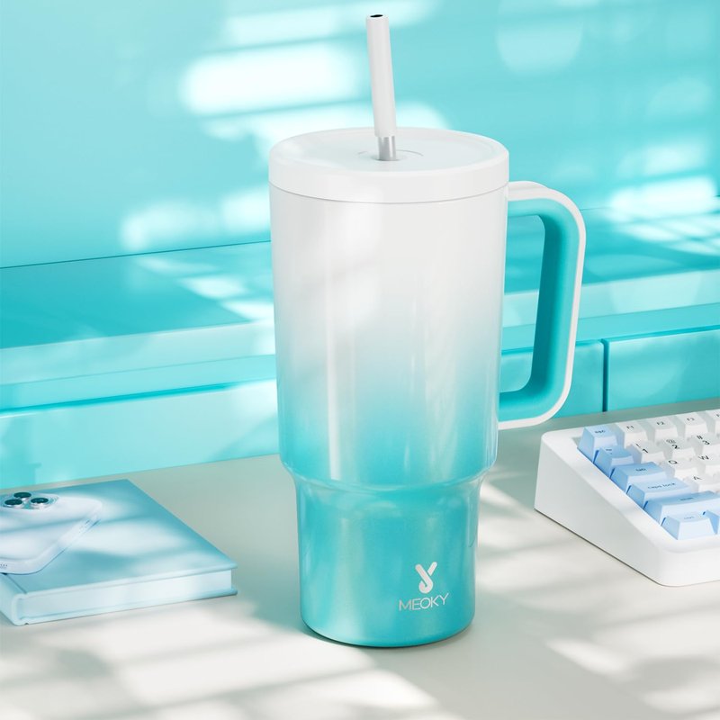 Meoky 40 oz Tumbler with Handle for Women: Stainless Steel Insulated Tumbler with Lid and Straw - 100% Leak Proof Tumbler for Home Office Car - Fashion Enthusiasts, Violet