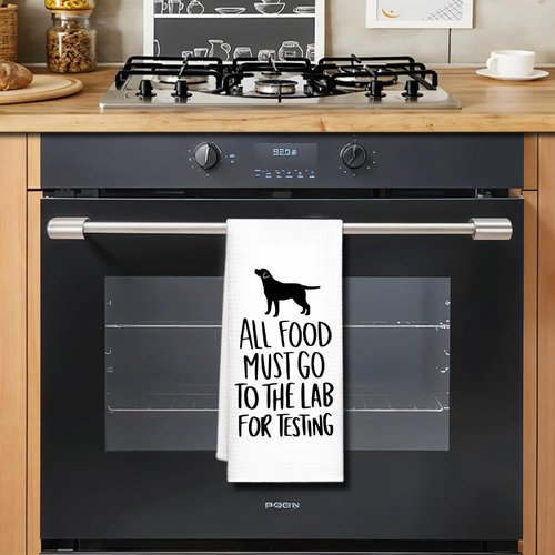 DYJYBMY All Food Must Go to The Lab for Testing, Funny Kitchen Towels, 100% Cotton, Highly Absorbent,Kitchen Decor Towel, Neighbor Gifts, Housewarming Gifts for Friend