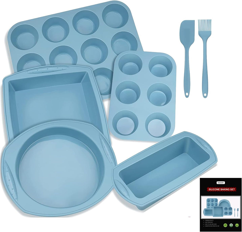 Skiennix 7-in-1 Silicone Bakeware Set - BPA-Free Baking Molds for Cakes, Muffins, and More