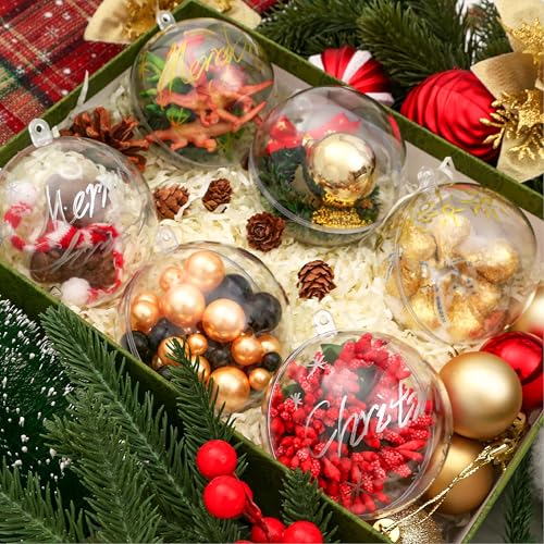 24 Pcs Clear Fillable Christmas Ornament Balls — 3.15 inch, Plastic DIY Set (Variation: 24p-clear Ornament) by Golibra