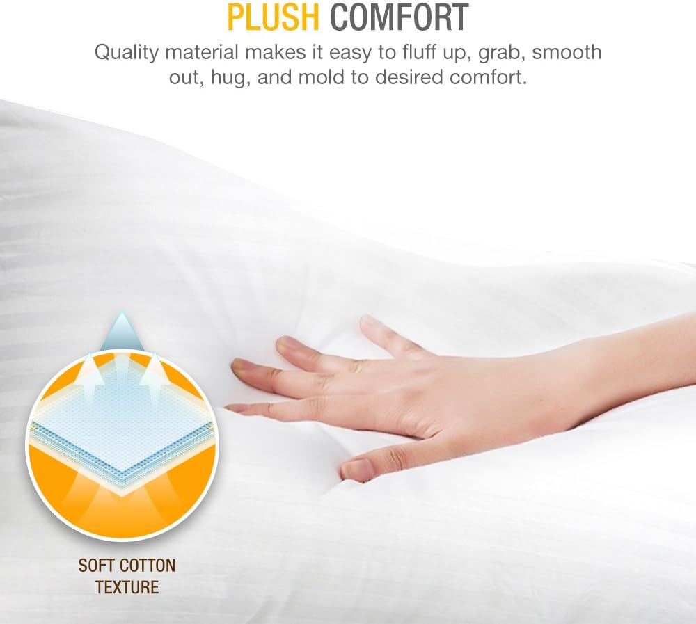 Skiennix Premium Gel Pillows - Luxury Plush Soft Bed Pillows for Home & Hotel | Standard Size, White (Pack of 2)