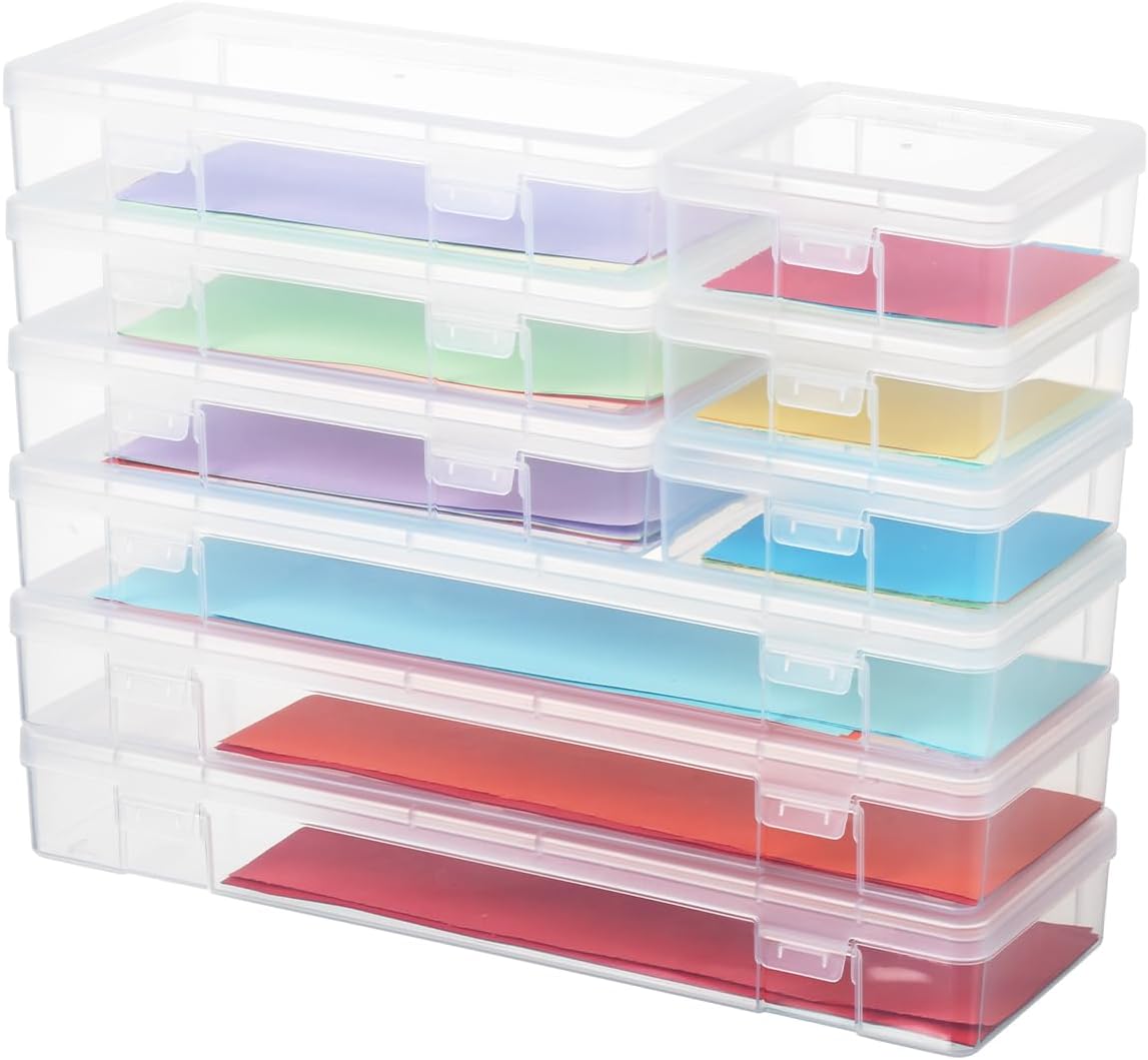 Novelinks Clear Plastic Storage Containers - Stackable Organizers with Lids for Crafts | 3 Small, 3 Medium, 3 Large