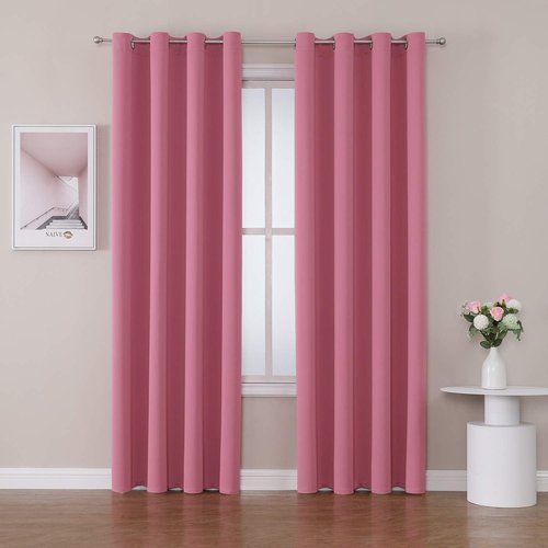 ChrisDowa Blackout Curtains - Thermal Insulated Room Darkening Panels, 108 Inches Long, Pink (Set of 2)
