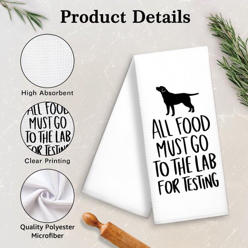 DYJYBMY All Food Must Go to The Lab for Testing, Funny Kitchen Towels, 100% Cotton, Highly Absorbent,Kitchen Decor Towel, Neighbor Gifts, Housewarming Gifts for Friend