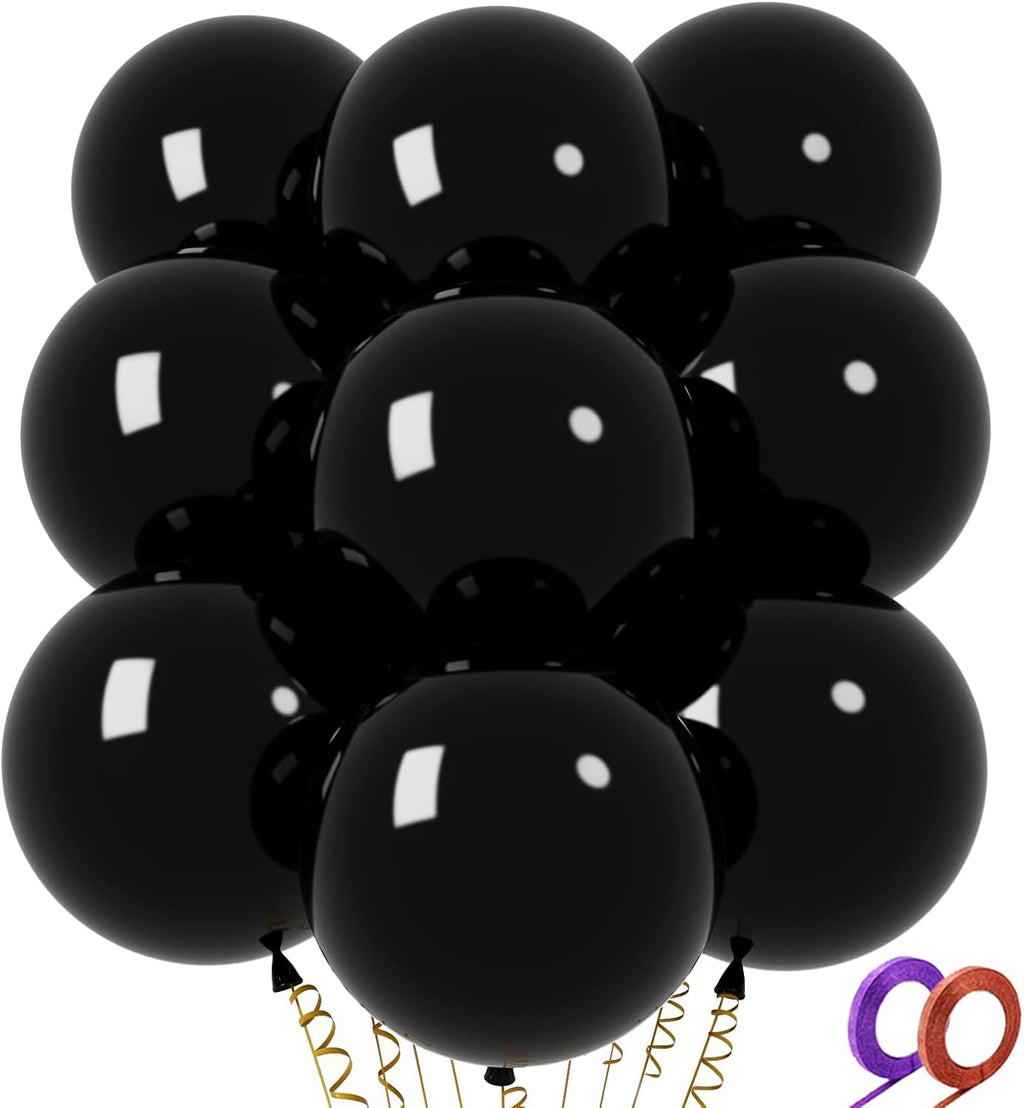 Skiennix 32Pcs Black 18-Inch Big Balloons - Round Latex Party Decorations for Birthdays & Weddings