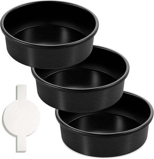 AIVIKI Nonstick 8-Inch Round Cake Pan Set - 3 Baking Tins with 100 Parchment Paper Sheets | Oven & Dishwasher Safe